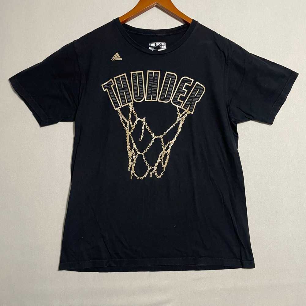 Adidas NBA Oklahoma City Thunder Black "The Go-To Tee" T-Shirt‎ Hoop - Size L